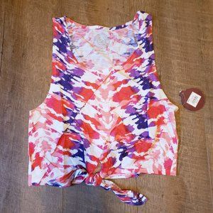 SO Tie-Front Tank Top Pink and Purple Tie Dye